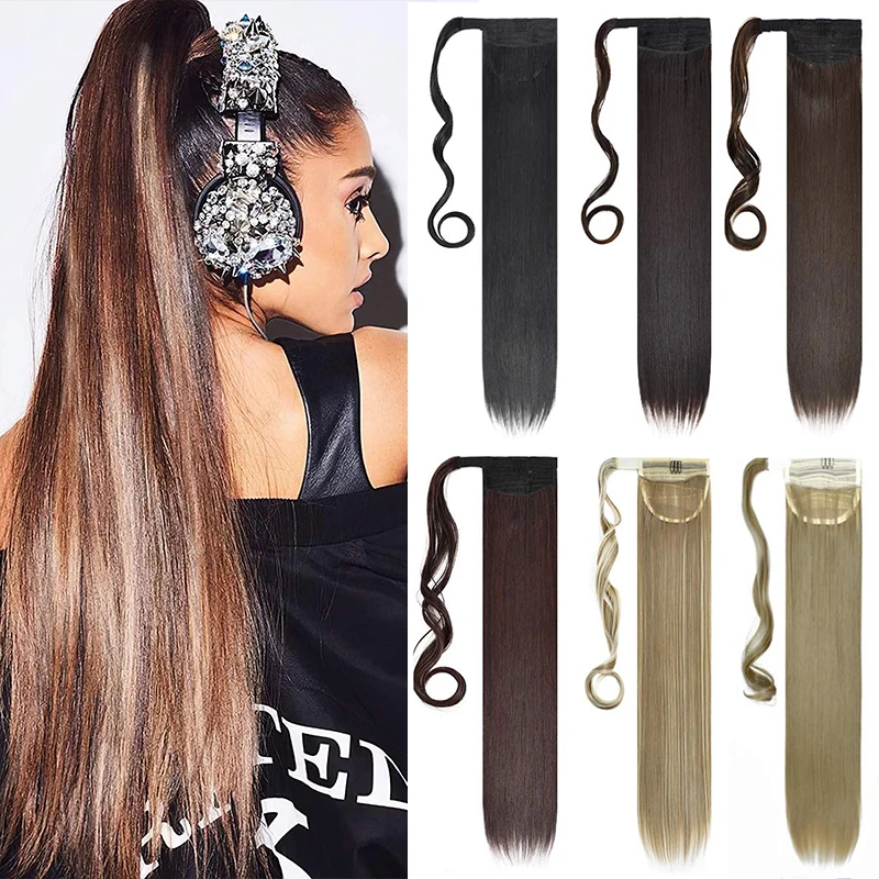 False-Hair Ponytail Hairpiece Hair-Extensions Hair-Pony-Tail Clip-In Straight with Synthetic