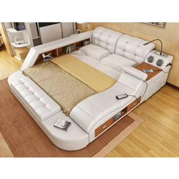 

Modern design bedroom furniture muebles de dormitorio smart leather smart beds bedroom sets cama leather bed frame
