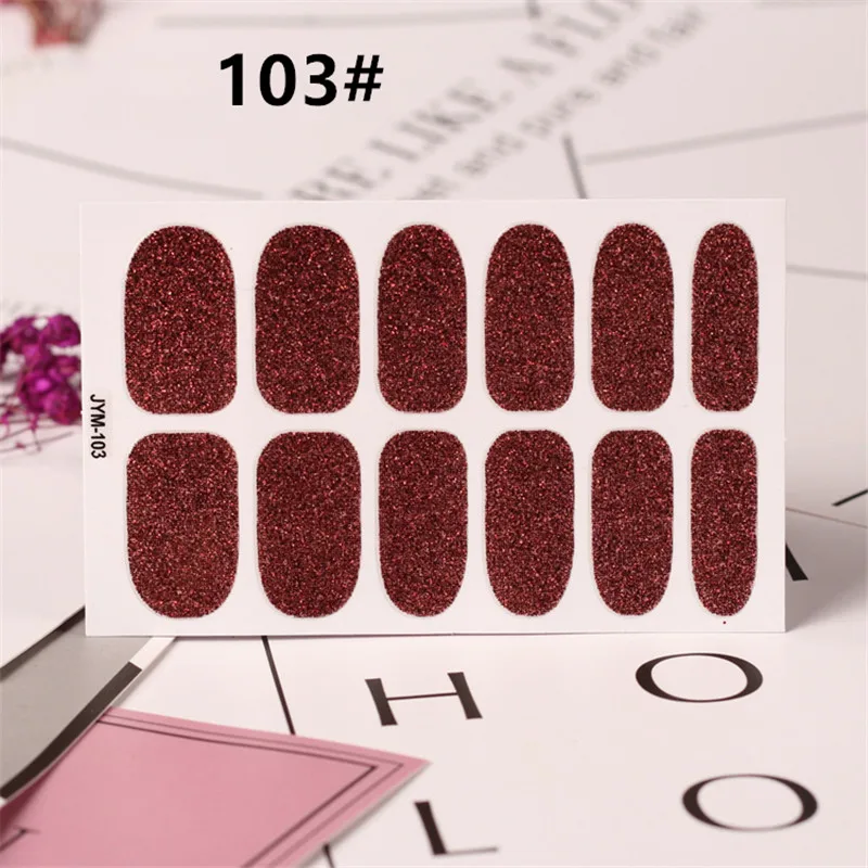 14 tips/sheet серия блестящих стикеров для дизайна ногтей, переводные наклейки, Коктейльная коллекция, сделай сам, лак для ногтей, полоски, обертывания - Цвет: JYM-103