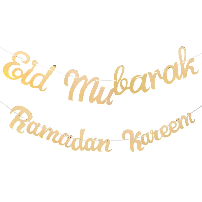 Happy Eid Mubarak гирлянда блестящие буквы баннер Рамадан украшения дома стены овсянка для hajj Mubarak вечерние принадлежности