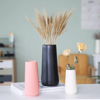 

Simple Ceramic Black Frosted Vase Decoration Living Room Desktop Flower Arrangement Container Modern Home Decoration Accessories