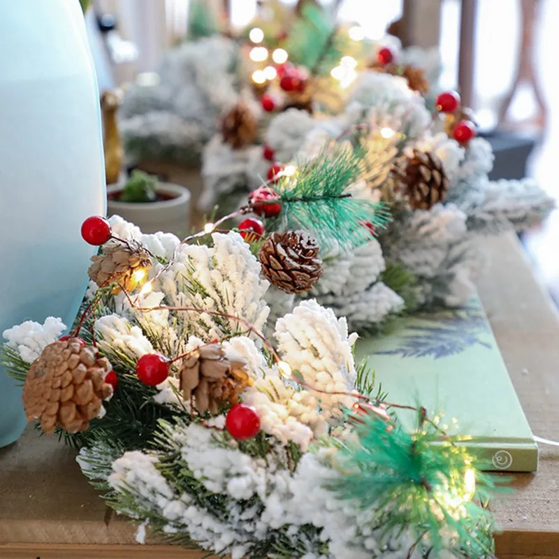 2 м 20 светодиодный s гирлянда Pinecones сосновая игла красная ягода медная проволочная струнная Лампа Теплая Белая Рождественская Светодиодная лента