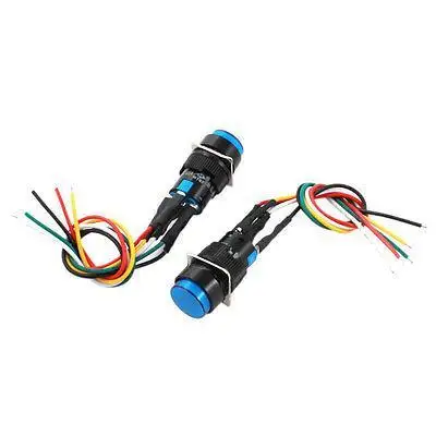 

DC12V 16mm Thread SPDT 1NO 1NC Latching Blue Lamp Push Button Switch 2 Pcs