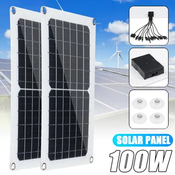 

Solar Panel 100W/50W 5V Solar Cell USB Monocrystalline 2A Solar charger Output Outdoor Camping with One to Ten Data Cable
