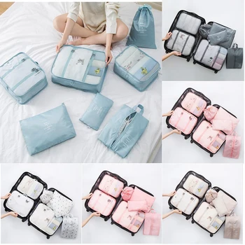 

7pcs Travel Clothes Storage Bags Waterproof Wardrobe Suitcase Luggage Organizer Sorting Bags For Underwear Suits Shoes Partition