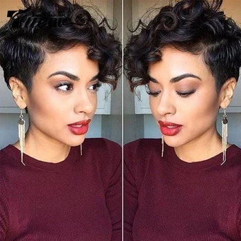 

Trueme Natural Dream Curly Short Human Hair Wigs Ombre Remy Hair Wigs For Black Women Brazilian Hair Full Wigs Moms Gifts