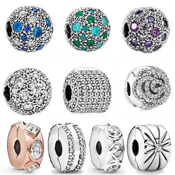 

Sparkling Double Lined Multicolor Cosmic Stars Fixed Sunburst Clip Stopper Beads Fit Bracelet 925 Sterling Silver Charm Jewelry