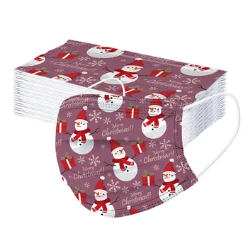 

30PC Adult Mascarillas Disposable Kid Face Mask Christmas Fashion Adult Universal Santa Claus Elk Snowman Printed Mouth Mask