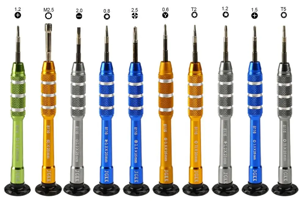 

Anti-slip Phone disassembly Screwdriver set Magnetic Screw Pickers Phillips 1.2 .15 Slotted 2.0 Torx 0.8 Hex 1.2 Y Type 0.6