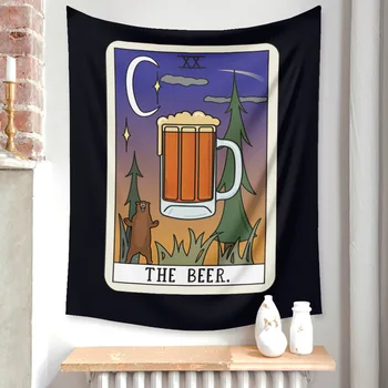 

Beer Tapestry Wall Hanging Tarot Printed 100% Polyester Bohemian Tapestries Wall Cloth Home Decor Wall Art Blanket Gothic Decor