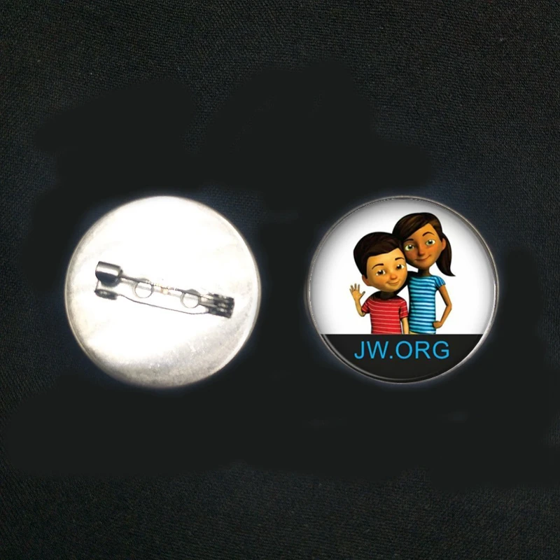 /Новая брошь JW. ORG из нержавеющей стали для Отца и Сына, выпуклая стеклянная круглая булавка, мужская и женская брошь, значок, подарок - Окраска металла: 1