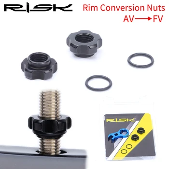 

One Set RISK Mountain Bike Schrader Valve Presta Valve Bicycle Wheel Converter Nut Rim Conversion Nut with Installation Wrench