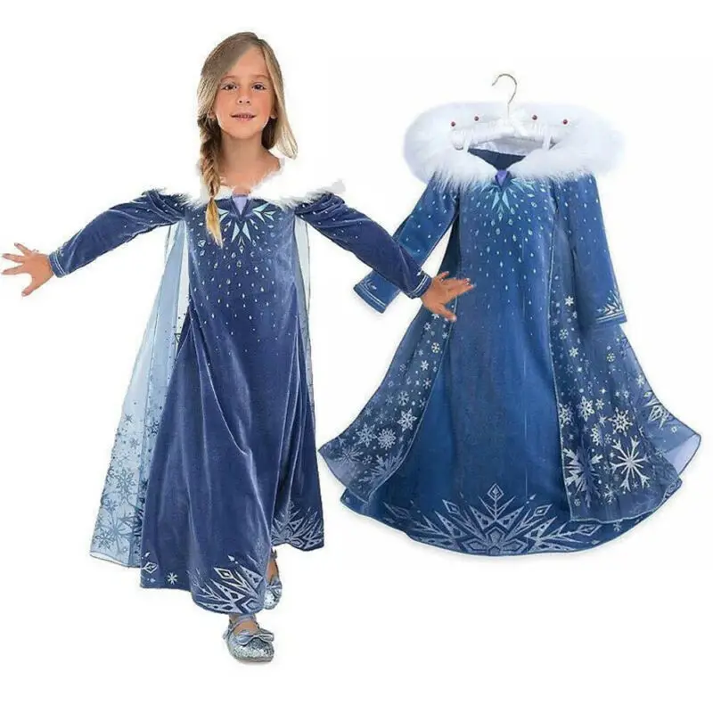 Зимние Платье из новой коллекции для девочек, «Холодное сердце» 2 Принцесса Elsa Fancy Наряжаться Косплэй костюм наряд для вечеринки Косплэй, детское платье по мотивам фильма Снежная королева