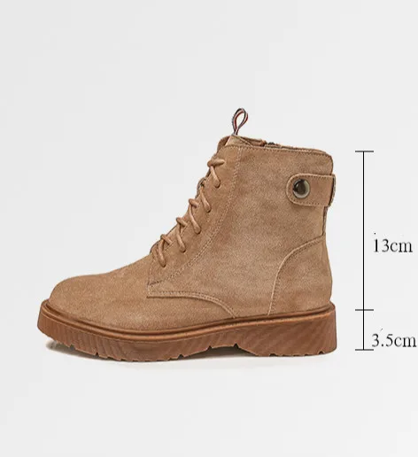 Женские ботинки martin; Теплая обувь из коровьей замши; зимние женские ботинки; черные рабочие ботинки; женские ботильоны ручной работы на низком каблуке; большие размеры 128