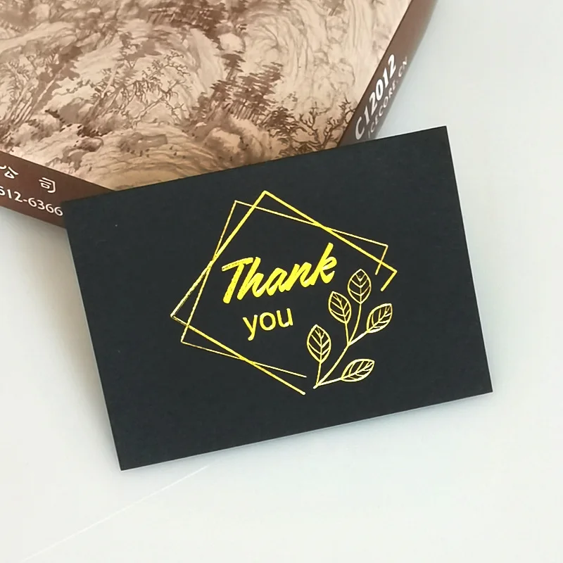 50PC Small Bronzing Single Page Type Greeting Card Thank You Card Wedding Birthday Party Invitations Flower Shop Gift Blank