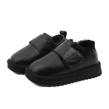 Детская хлопчатобумажная обувь натуральная кожа Мальчики девушки досуг обувь зимние Утепленные плюшевые обувь противоскользящие SX228