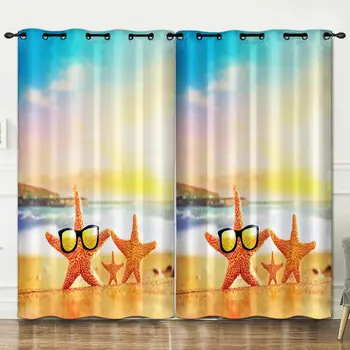 

Sea beach perforated bedroom living room decoration curtain background decoration cloth pink luxury kitchen decor curtains