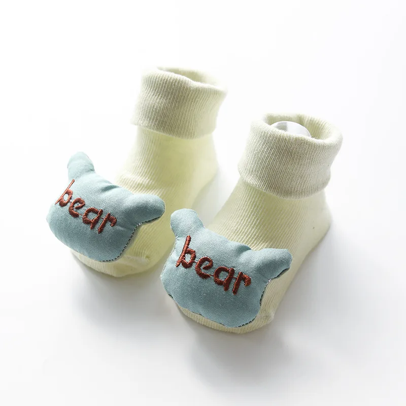 Носки для маленьких девочек хлопковые носки-тапочки для малышей с героями мультфильмов, домашние носки для маленьких принцесс милые эластичные носки с нескользящей подошвой для детей от 3 до 12 месяцев - Цвет: Bear