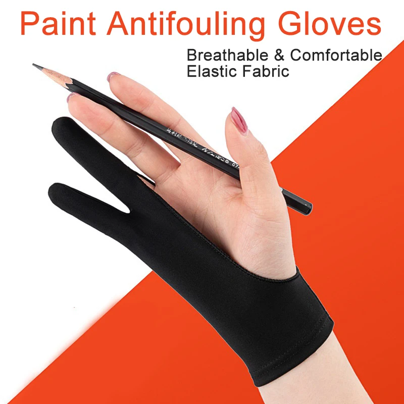 1pc Single Layer Paint Antifouling Gloves Two Fingers Flastic Fabric Breathable Drawing Anti-touch Screen for Artist Students jgmaker artist d pro idex 3d printer diy kit 4 printing mode direct drive touch screen meanwell power supply tmc2209