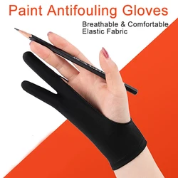 1pc Single Layer Paint Antifouling Gloves Two Fingers Flastic Fabric Breathable Drawing Anti-touch Screen for Artist Students
