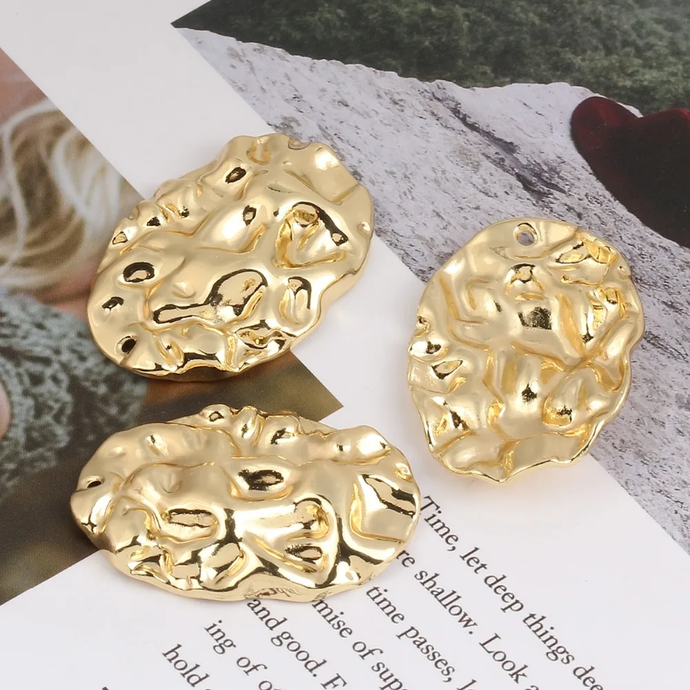 DoreenBeads, модные подвески из цинкового сплава, Овальные, золотой цвет, ювелирные изделия, сделай сам, 3,3 см(1 2/") х 2,3 см(7/8"), 10 шт