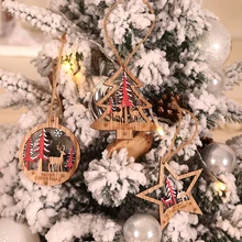 6 шт. новые украшения для рождественской елки, подвесные Рождественские елки, вечерние украшения для дома, 3D Подвески, высокое качество, деревянные подвески, цветные украшения