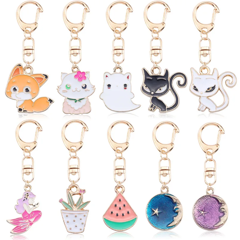 Мультяшные маленькие брелки для ключей &quotЖивотные&quot цепь милый белый кролик