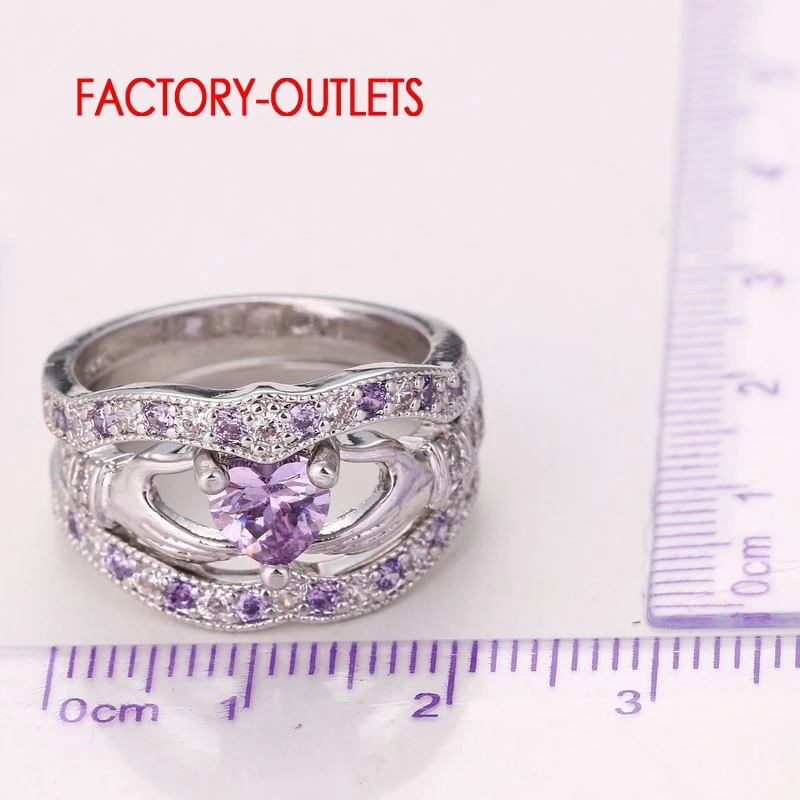 Модный набор обручальных колец для женщин Bijoux 3 Круглый Кубический Цирконий 925 серебро палец кольцо набор для леди