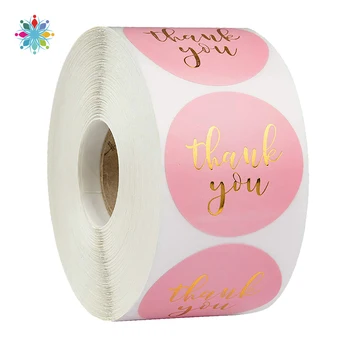 

500pcs Sealing Paste Craft Decoration Gift Packaging Thank You Sticker Roll Seal Labels Pink Stickers TLS