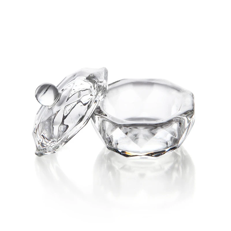 Дизайн ногтей толстое акриловое Хрустальное стекло блюдо чаша чашка+ крышка стеклянная пудра Инструменты для укладки ногтей V9-Drop