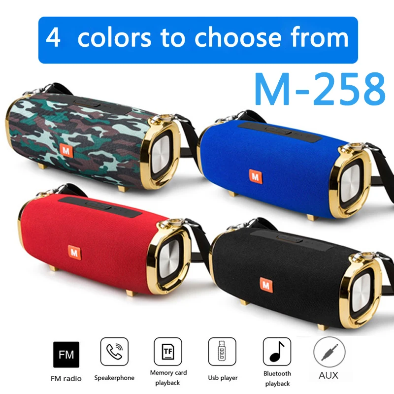 Новый мощный 50 Вт беспроводной портативный bluetooth динамик M258 стерео сабвуфер