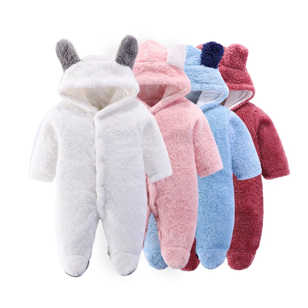 2020 Newborn Winter Baby Jumpsuit Girl Polyester Hooded Overalls For Infant Unisex Boy Rompers 3M 6M Kids Clothes | Детская одежда и