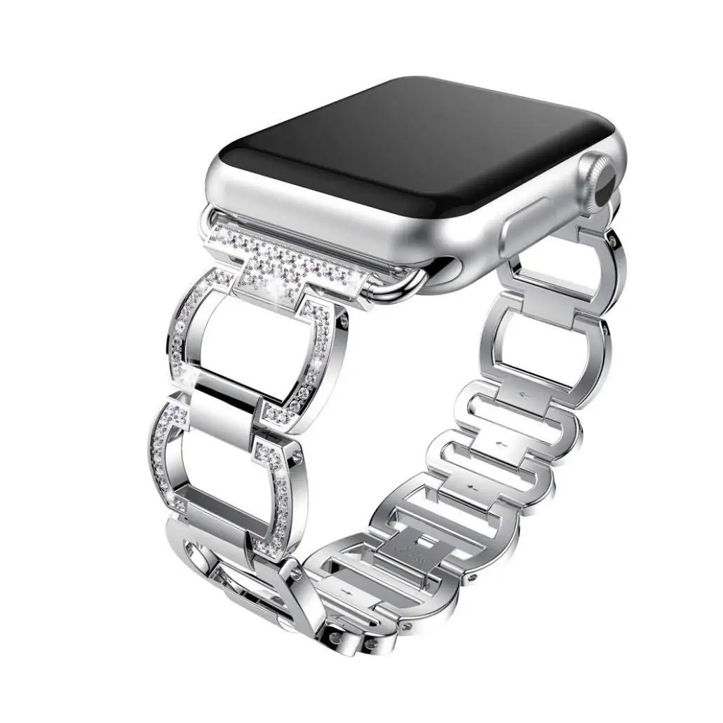 Ремешок из нержавеющей стали для Apple Watch, стразы, бриллиантовый ремешок, 38 мм, 42 мм, серия для Apple Watch, 40 мм, 44 мм, серия 4