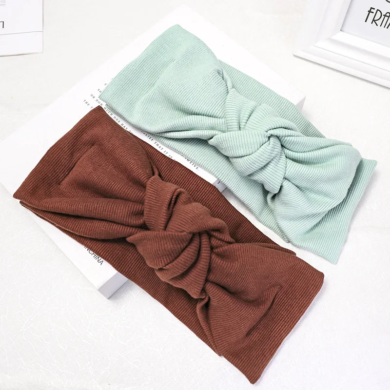 

Korean-style New Style Hair Accessories Knitted Bow Hair Band Ribbed Pattern Knot Headband Sports Face Wash Headband C615