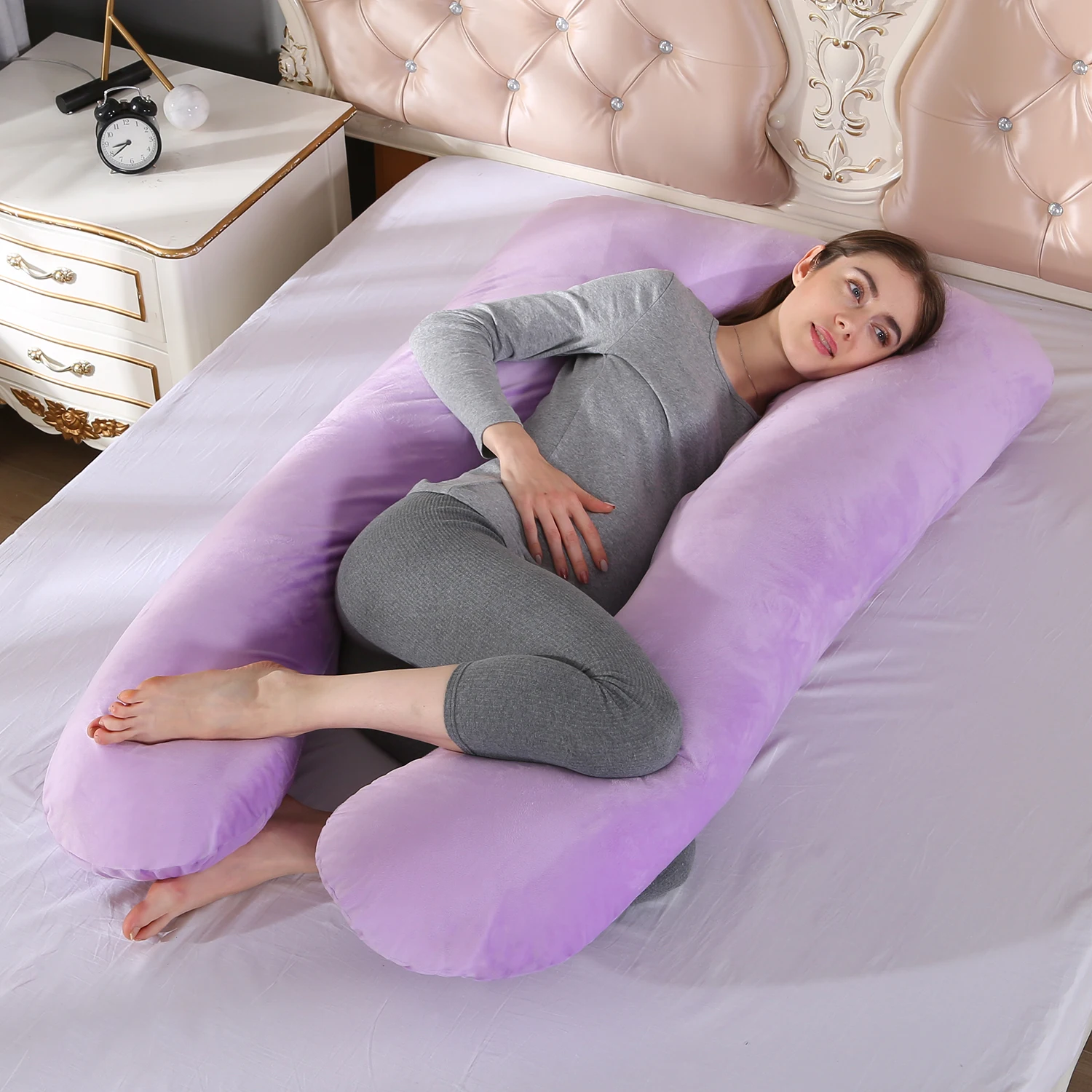 U-образная Подушка для беременных, удобная мягкая подушка для сна, многофункциональная подушка для беременных - Цвет: E