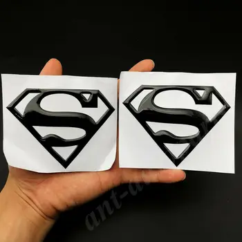 

2pcs Black Superman Logo Mask Car Trunk Rear Fender Badge Emblem Decal Sticker