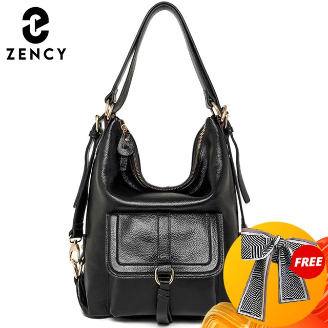 Zency Fashion Women Shoulder Bag 100% Genuine Leather Large Capacity Handbag Multifunction Use Satchel Crossbody Messenger Purse 1