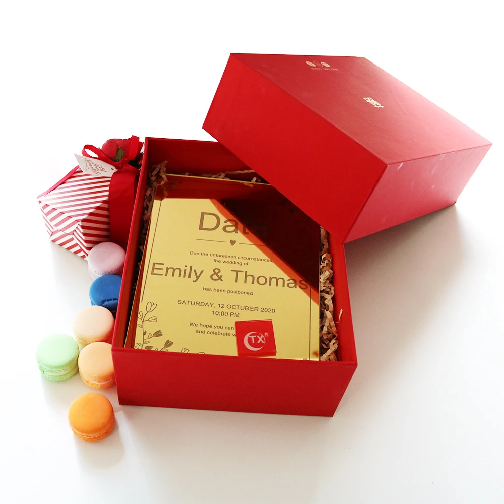 TX акриловое меню открытки-приглашения на свадьбу зеленые листья розового цвета с