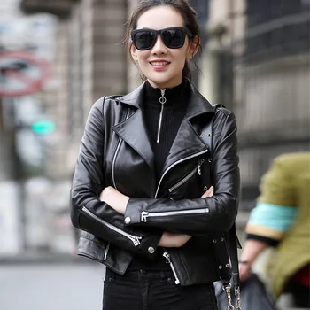 

Women 100% Real Genuine Leather Jacket Natural Sheepskin Coat Female Spring Autumn Clothes 2020 Vintage Women's Fur Coat OT1725