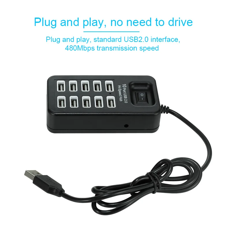BKSCY usb-хаб 2,0 Мульти USB 2,0 разветвитель 4/7/10 портов Hab с переключателем ВКЛ/ВЫКЛ адаптер для ПК Компьютерные аксессуары usb-хаб