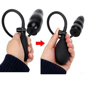 IKOKY Inflatable Anal Plug With Pump  Silicone Adult Products Anal Dilator Sex Toys for Women Men Expandable Butt Plug Massager 2