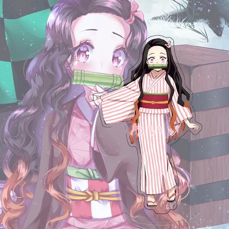 Аниме Demon Slayer 15 см: Kimetsu no Yaiba Kamado Tanjirou Nezuko фигурка акриловая модель на подставке