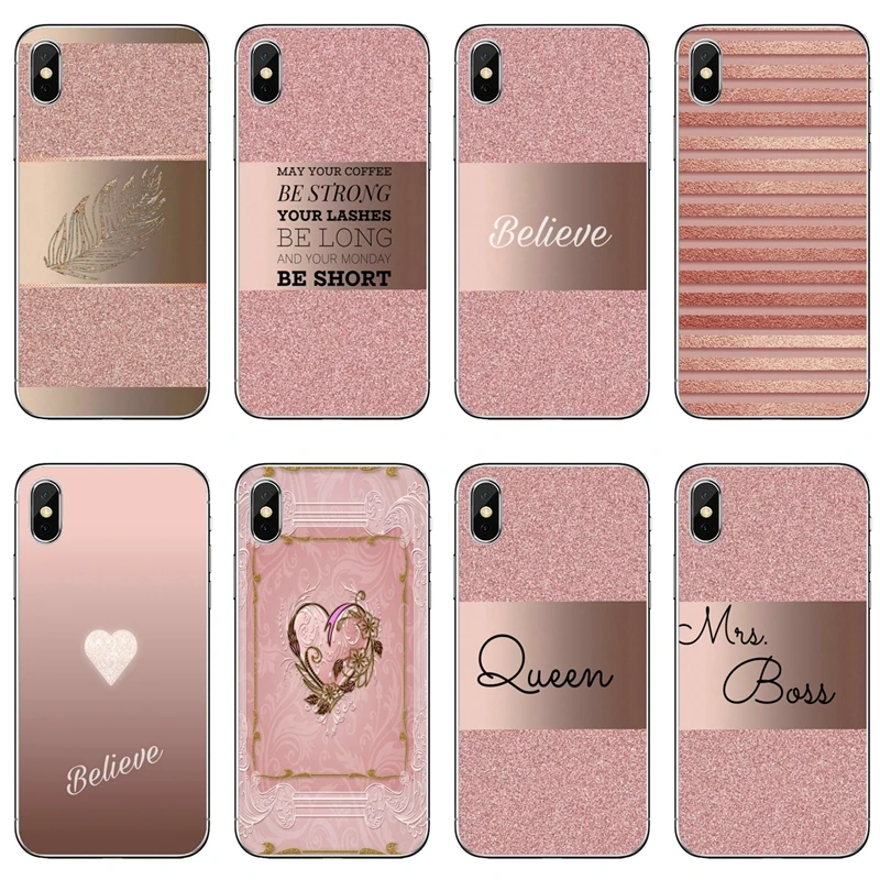 Accessories Phone Case For Samsung Galaxy Note 10 9 8 5 4 S10E S10 Lite S9 S8 S7 S6 Edge Plus S5 S4 Mini Rose Gold Pink print |