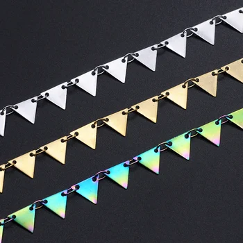 

1 Meter 7mm Width Stainless Steel Triangle Soldered Chain for Making Necklace Bracelets Accessoreis