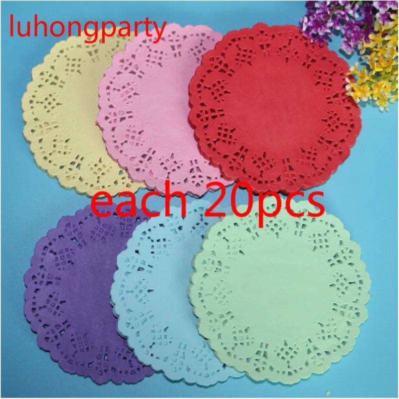 120 шт. бумажные кружевные салфетки 5 дюйма 6 цветов|lace doilies|paper lace doiliespaper |