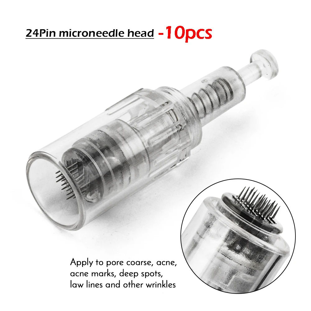 24pin-10pcs Электрическая Дерма ручка, беспроводное устройство, тату, микроблейдинг, Дерма, иглы для татуировки, Dr, ручка, пистолет, мезотерапия, макияж лица, уход за кожей - Габаритные размеры: 24pin-10pcs