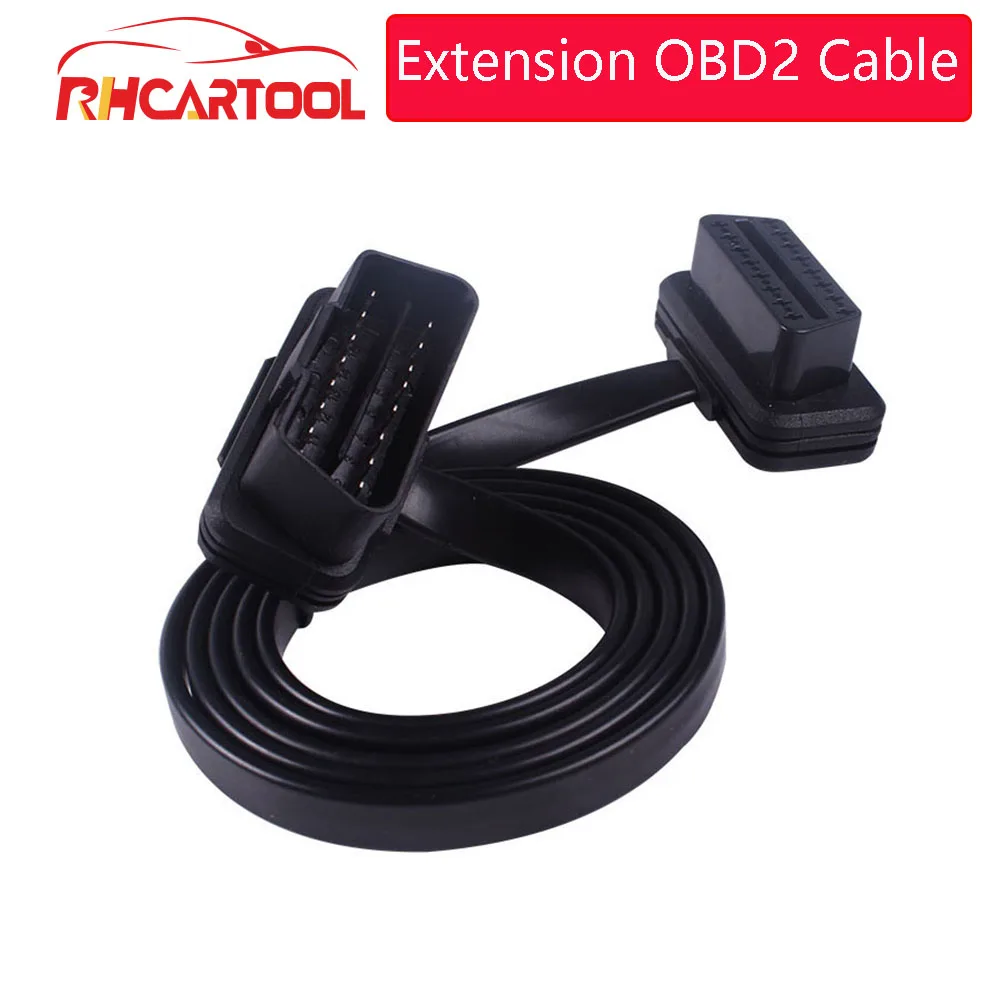 Плоский тонкий, как лапша OBDII 16Pin автомобильный кабель штекер-Женский Локоть удлинитель OBD2 автомобильный диагностический соединительный кабель