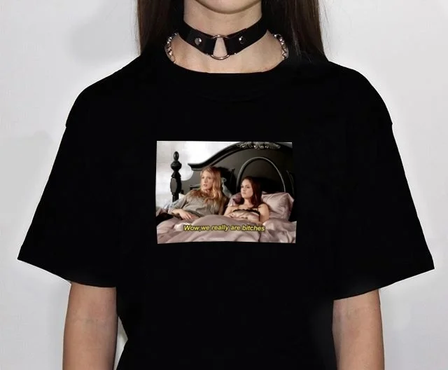 We Really Are Bitches Gossip Girl Quotes Funny T-Shirt Blair Serena Best Friends Matching Tee Hipster Shirt Black | Мужская одежда