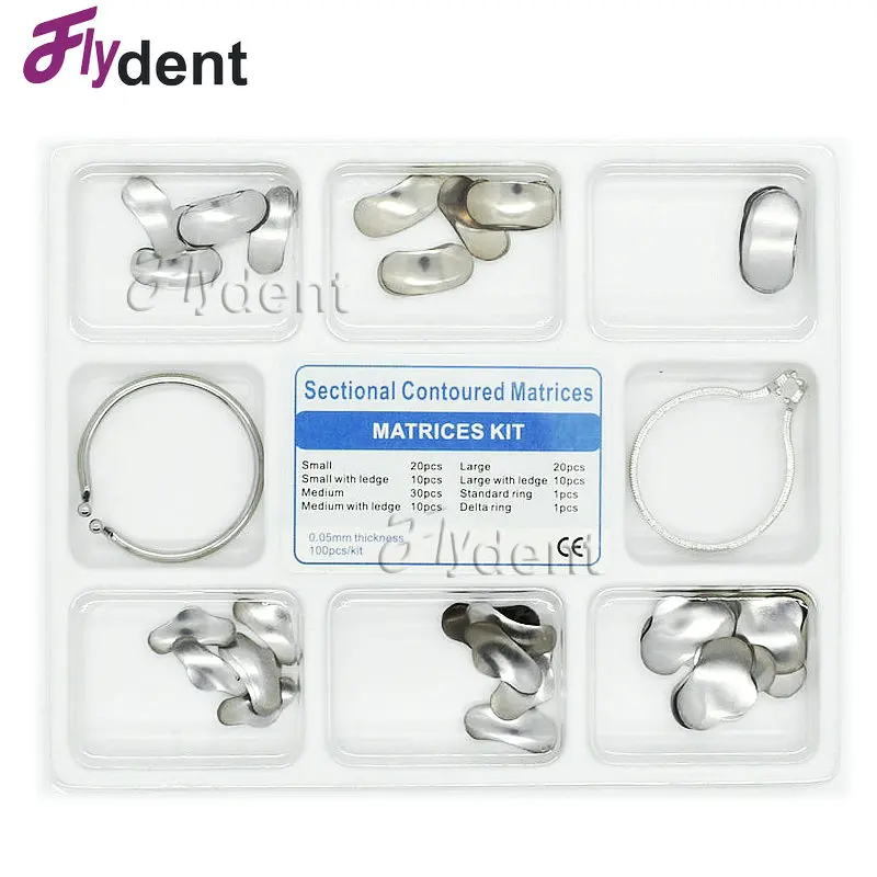 

100Pcs Dental Matrix Bands Sectional Contoured Matrices Wedges dental tool dentist material