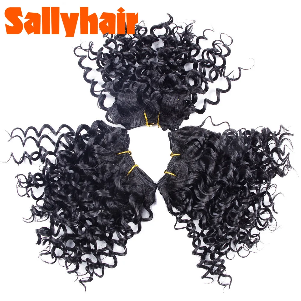 Sallyhair Ombre Color Afro Kinky Curly Crochet Hair Weave Mixed Black Burgundy Synthetic Hair Extensions 3pclot Hair Weavings  (19)